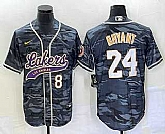 Men's Los Angeles Lakers #8 #24 Kobe Bryant Black Camo With Patch Cool Base Stitched Baseball Jersey,baseball caps,new era cap wholesale,wholesale hats